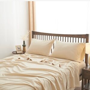 Simple Opulence Beige Linen Blend QUEEN Sheet Set